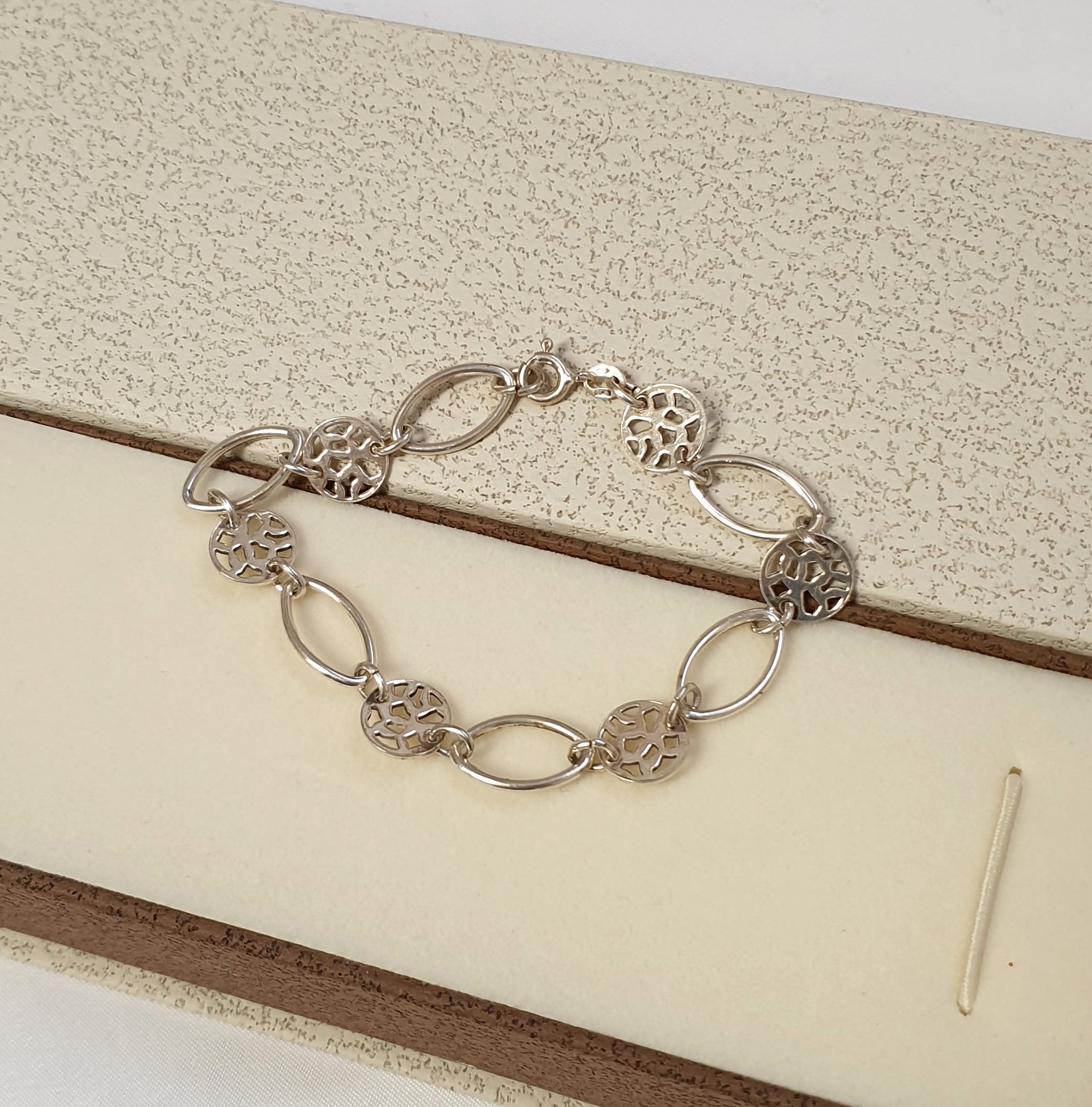 18 cm Gliederarmband Armband Silber 925 Italy Vintage Design nostalgisch SA555