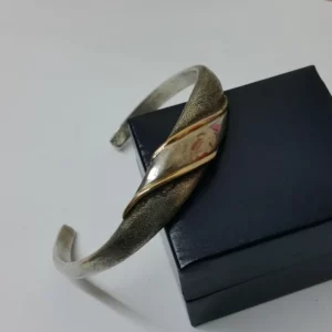 Nostalgischer Vintage Armreif Silberarmreif Silber teilvergoldet edel massiv SA361