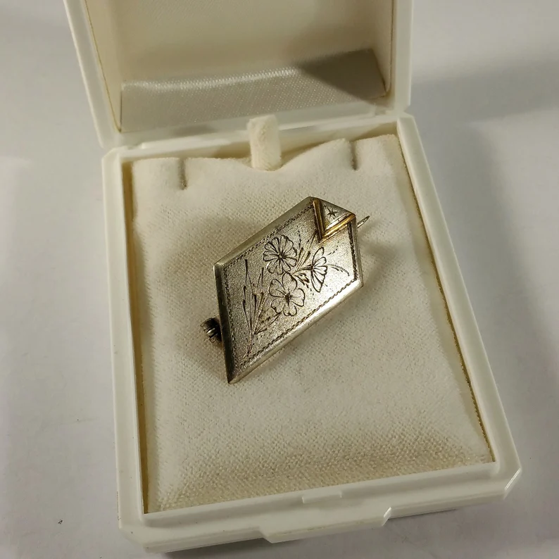 Antike Jugendstil Brosche Anstecknadel Silber floral Shabby Vintage elegant SB314 – Bild 3