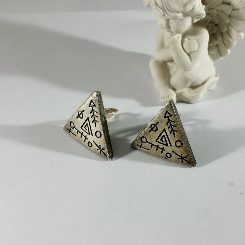 Ohrringe Ohrclips Dreieck Symbole Zeichen Vintage elegant stylisch schick SO232 – Bild 4