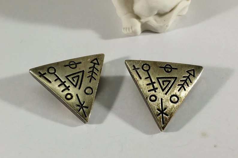 Ohrringe Ohrclips Dreieck Symbole Zeichen Vintage elegant stylisch schick SO232 – Bild 3