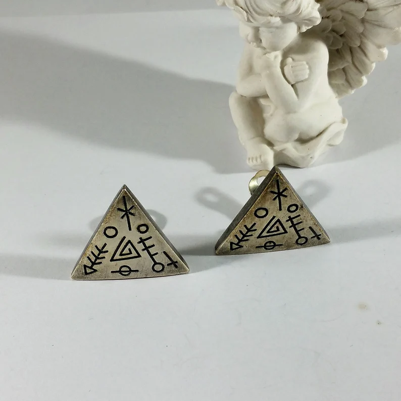 Ohrringe Ohrclips Dreieck Symbole Zeichen Vintage elegant stylisch schick SO232