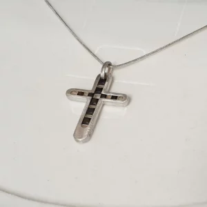 Anhänger Kreuz Kreuzanhänger ohne Kette Silber 925 Kristalle schwarz Vintage Design elegant SKA1342