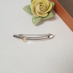 Designer Brosche Anstecknadel Silber 925 teilvergoldetes Element edel Vintage SB383