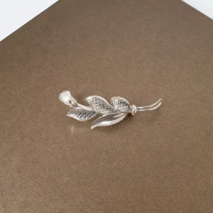 Nostalgische Brosche Anstecknadel Silber 835 Keshi Perle Blume floral Shabby Vintage SB381