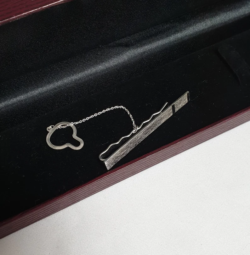 Krawattennadel Krawattenklammer Klemme Vintage Silber 830 Kette Kettchen KN184