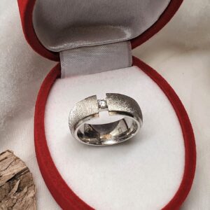 17,8 mm Silberring Ring Silber 925 matt glänzend Stein Kristall klar Vintage edel SR1114