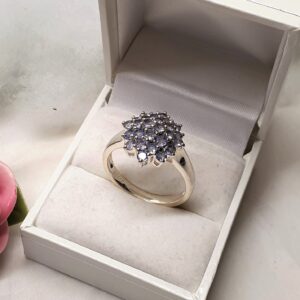 20 mm Silberring Ring 925 Silber Kristalle flieder Vintage elegant SR1127