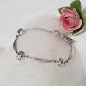 18 cm Armband Silberarmband Gliederarmband 835 Kristalle klar Vintage elegant SA643