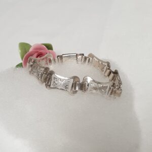 17,5 cm Shabby Vintage Armband Gliederarmband Silber 835 Ornament Silberschmiede Kunst selten rar SA704