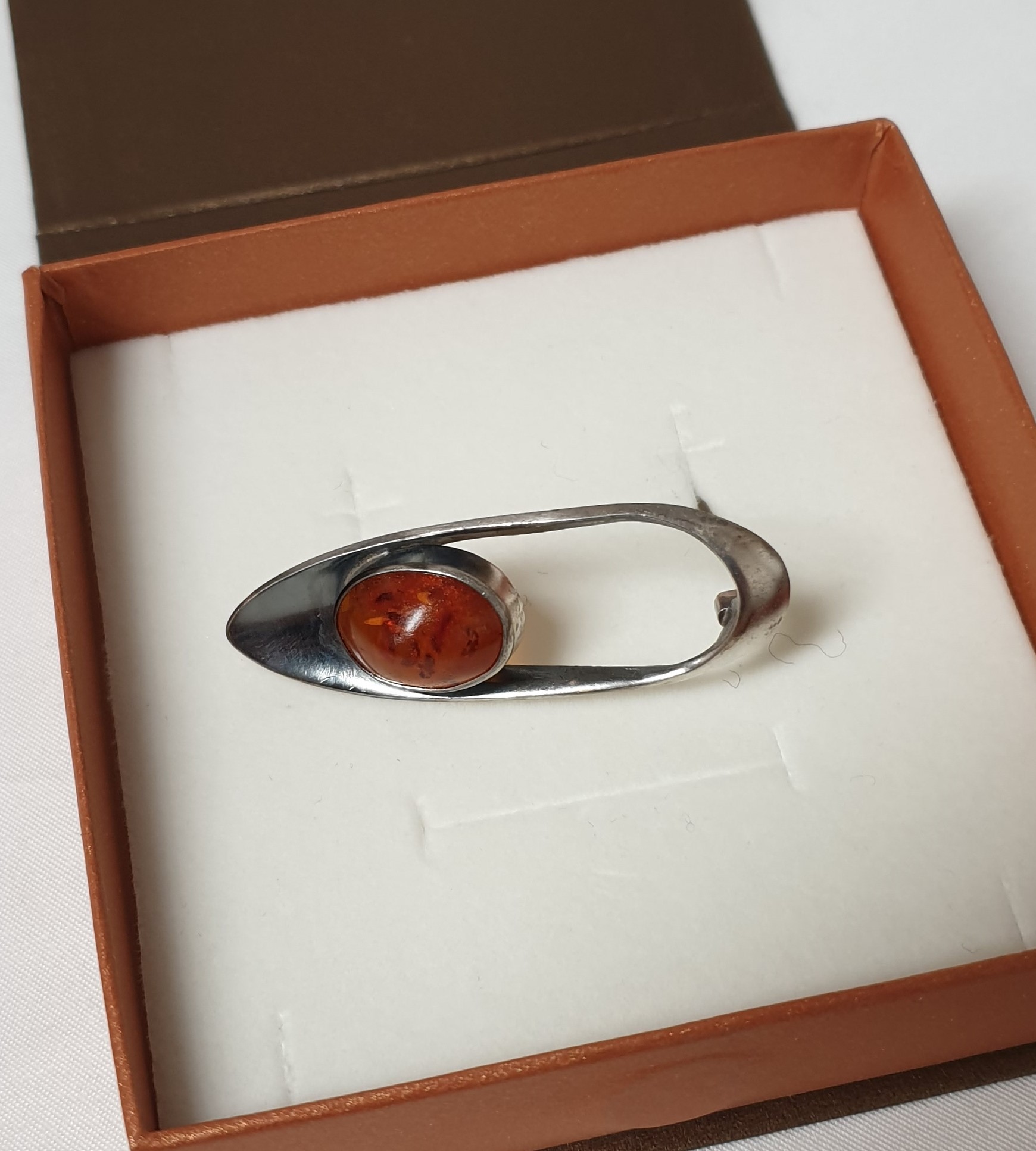 Nostalgische Brosche Silber 935 Anstecknadel Bernstein Shabby Vintage rar selten SB471 – Bild 2