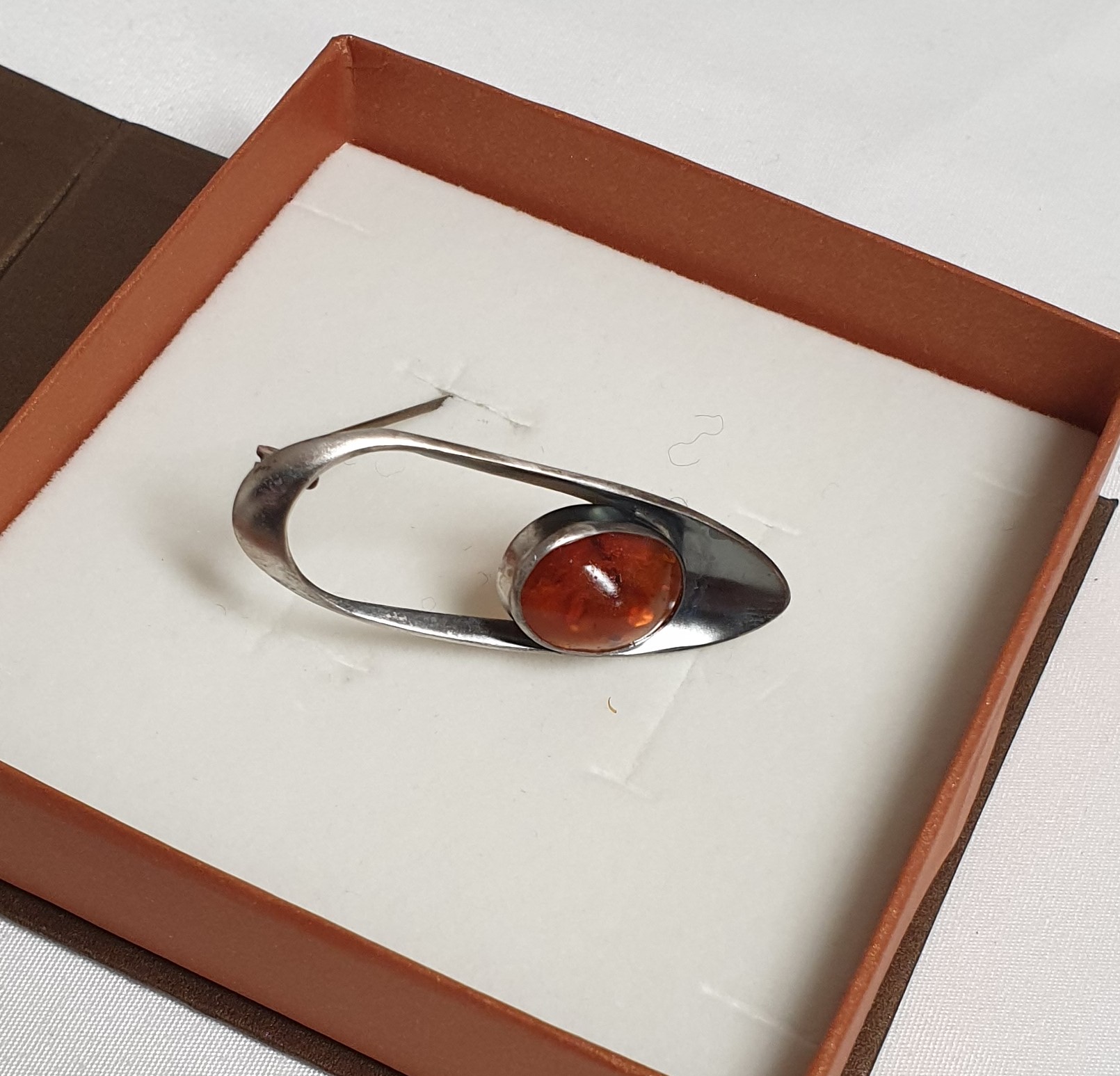 Nostalgische Brosche Silber 935 Anstecknadel Bernstein Shabby Vintage rar selten SB471 – Bild 4