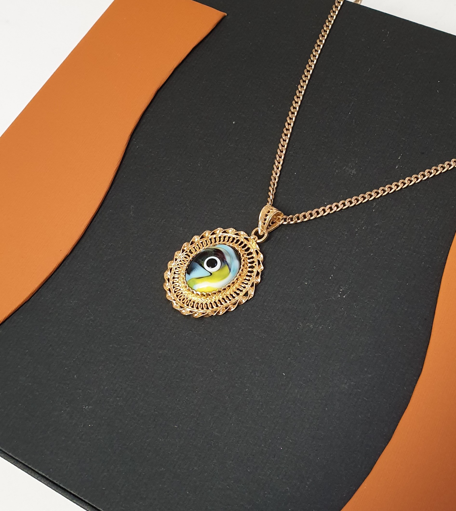 Anhänger Charm Silber 925 vergoldet Auge Emaille bunt filigran Vintage elegant selten rar SKA127 – Bild 4