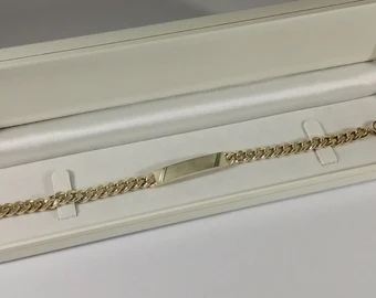 20 cm Panzerarmband Armband Silberarmband Silber 830 Gravurplatte edel Vintage SA332 – Bild 4