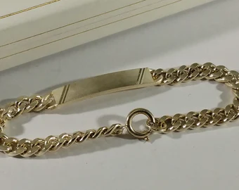 20 cm Panzerarmband Armband Silberarmband Silber 830 Gravurplatte edel Vintage SA332 – Bild 3