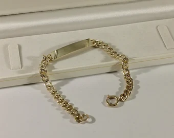 20 cm Panzerarmband Armband Silberarmband Silber 830 Gravurplatte edel Vintage SA332 – Bild 2