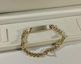 20 cm Panzerarmband Armband Silberarmband Silber 830 Gravurplatte edel Vintage SA332