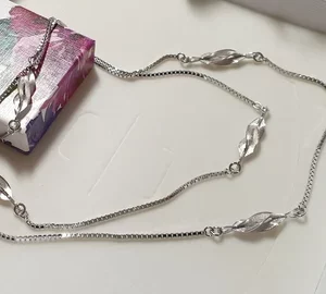 90,5 cm Kette Halskette Silber 835 Elemente Glieder edel Vintage Design SK1508