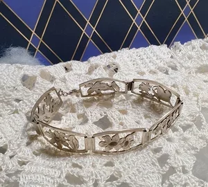 18,5 cm Shabby Vintage Armband Gliederarmband Silber 800 Blumen floral Silberschmiede Kunst Handarbeit selten SA692