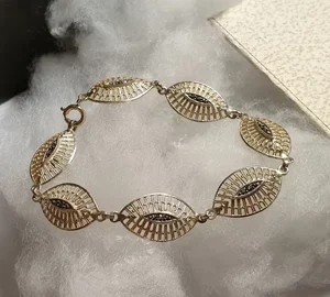 18,5 cm Armband Gliederarmband Silber 835 vergoldet Markasiten Vintage Nostalgie SA682