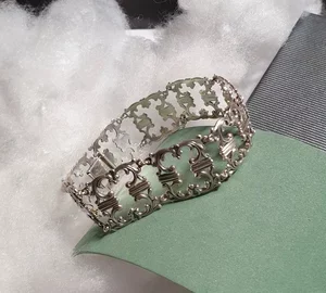 19 cm Armband Silberarmband Gliederarmband Silber 835 Art Deco edel Shabby Vintage SA684