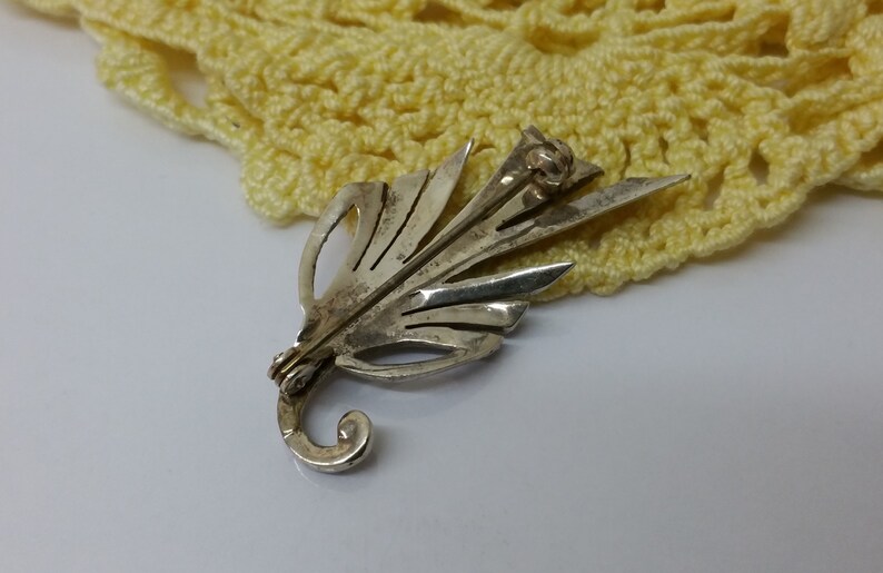 Art Deco Anstecknadel Brosche Zweig Bouquet Silber 835 Markasiten Shabby Vintage SB151 – Bild 3