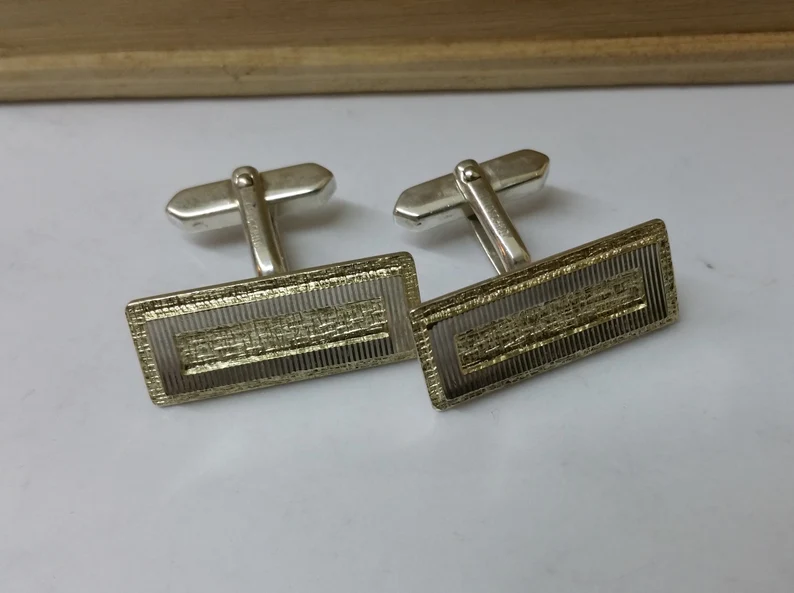 Manschettenknöpfe Cuffllinks Goldschild Silber 835 teilvergoldet Vintage edel MS139 – Bild 4