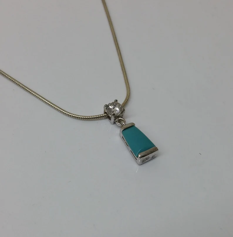 Anhänger Silberanhänger Silber 925 Achat blau & Kristall klar Vintage elegant SKA189 – Bild 3