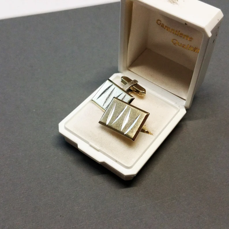 Manschettenknöpfe Cufflinks Silber 835 teilvergoldet Vintage Eleganz MS153 – Bild 4