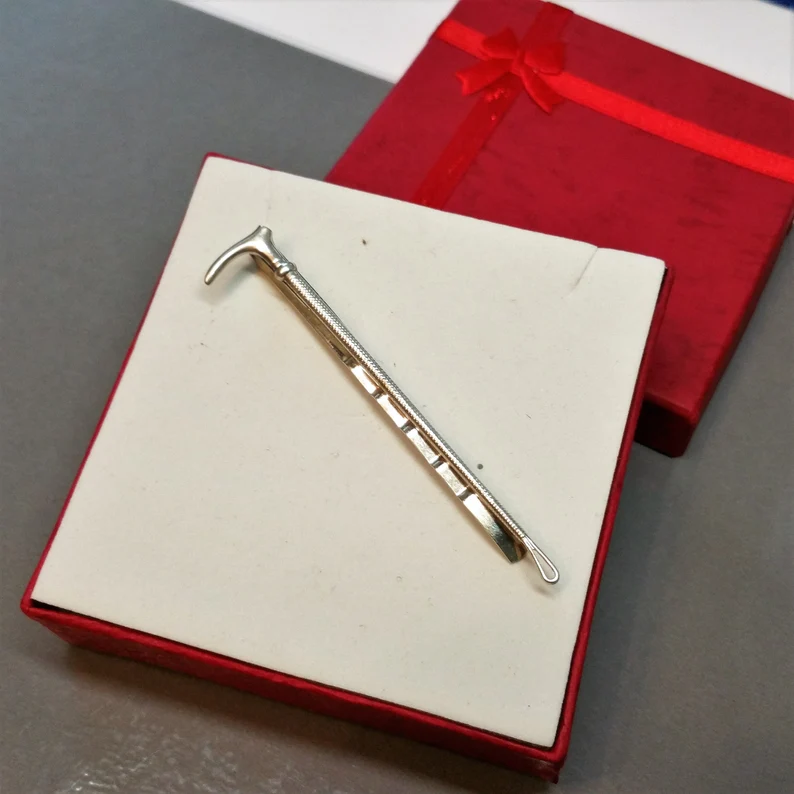 Vintage Krawattennadel Krawattenklammer Klemme Silber 835 Reitgerte Pferdesport Gerte Pferde Fan KN100 – Bild 4