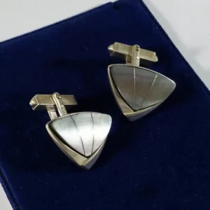 Manschettenknöpfe Cufflinks Silber 835 Perlmutt grau edel Vintage MS169