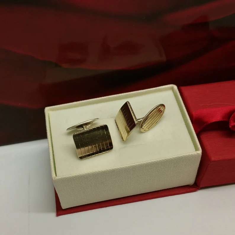 Manschettenknöpfe Silber 835 teilvergoldet Vintage edel MS149 – Bild 4