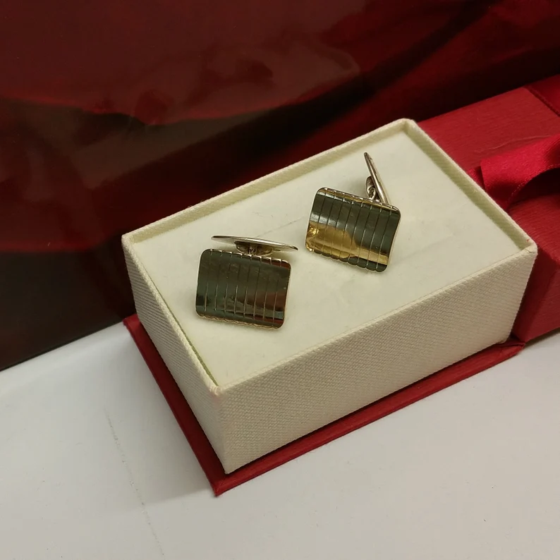 Manschettenknöpfe Silber 835 teilvergoldet Vintage edel MS149 – Bild 3