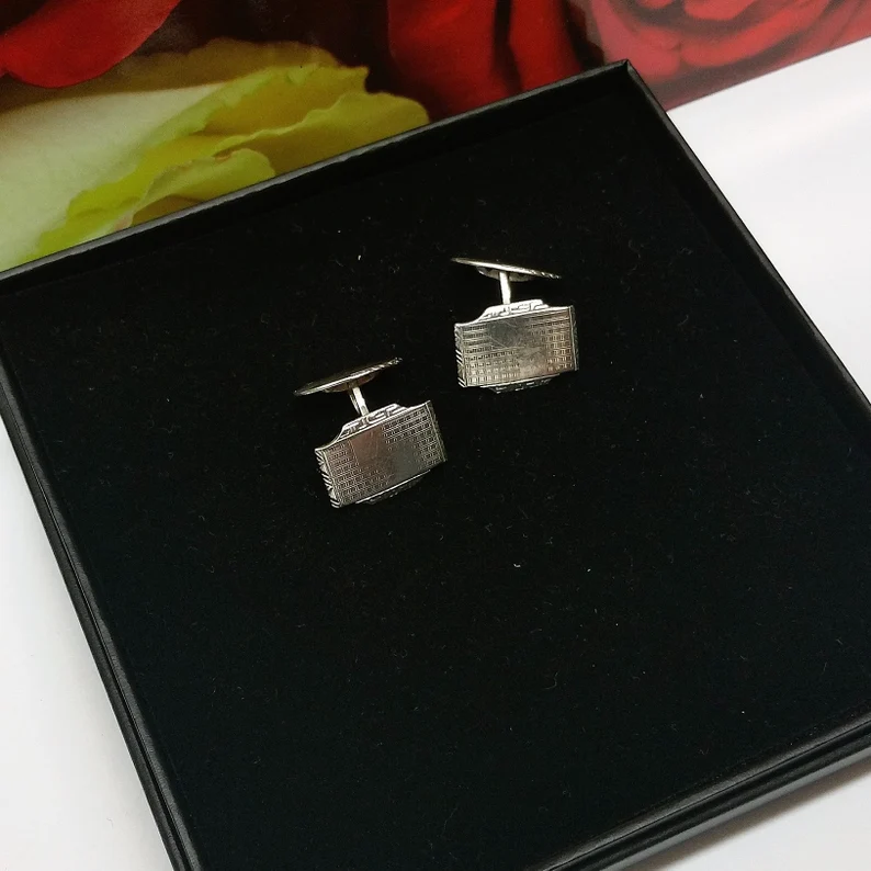 Manschettenknöpfe Silber 835 Cufflink Design edel Vintage MS215 – Bild 4