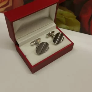 Manschettenknöpfe Silber 835 edles Dekor matt / glänzend MS213