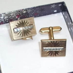 Manschettenknöpfe Cufflinks Design mit Kristall Steinen klar edel Vintage MS102
