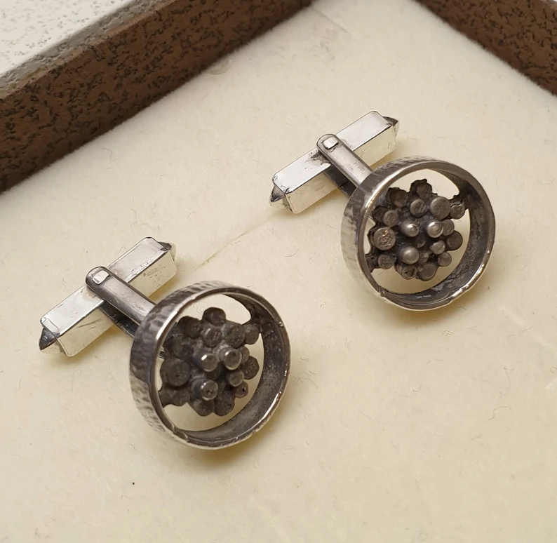 Manschettenknöpfe Cufflinks Silber 800 Design skandinavisch Vintage elegant MS140 – Bild 3