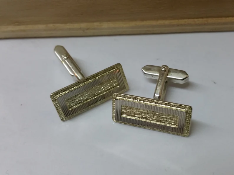 Manschettenknöpfe Cuffllinks Goldschild Silber 835 teilvergoldet Vintage edel MS139 – Bild 3