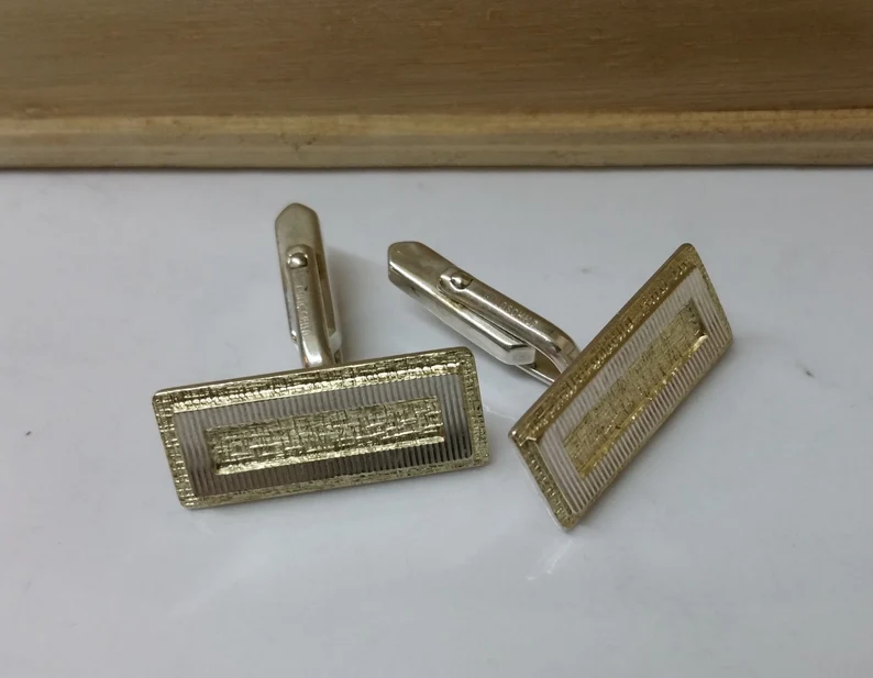 Manschettenknöpfe Cuffllinks Goldschild Silber 835 teilvergoldet Vintage edel MS139 – Bild 2