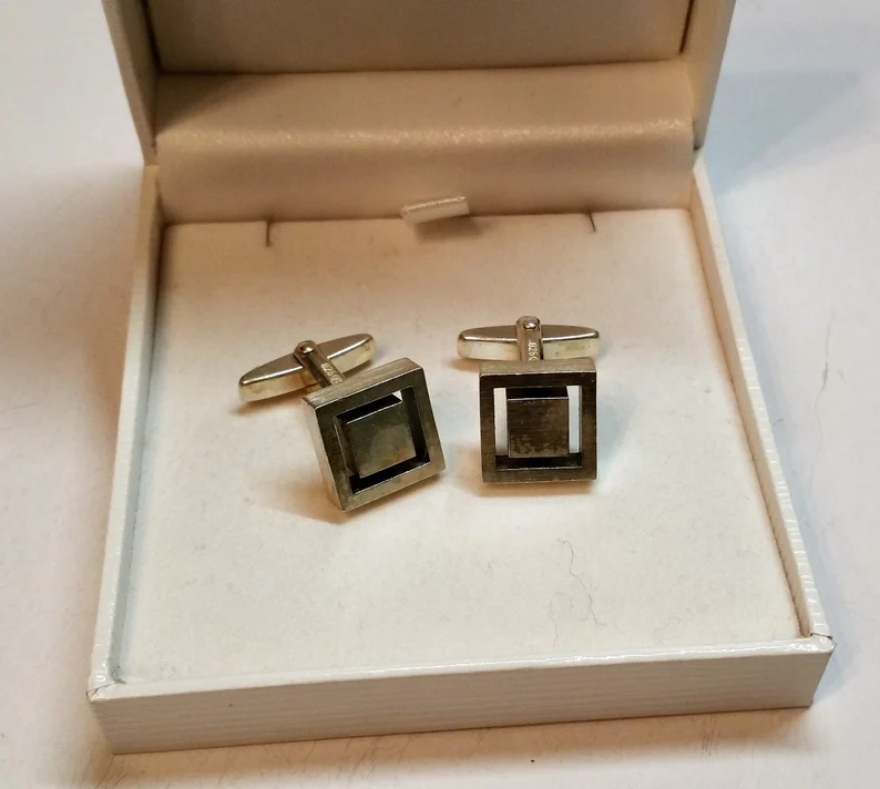 Manschettenknöpfe Cufflinks Silber 925 durchbrochenes Design edel Vintage MS137 – Bild 4