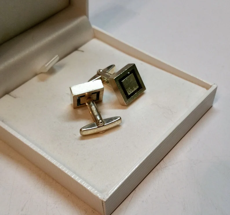 Manschettenknöpfe Cufflinks Silber 925 durchbrochenes Design edel Vintage MS137 – Bild 3