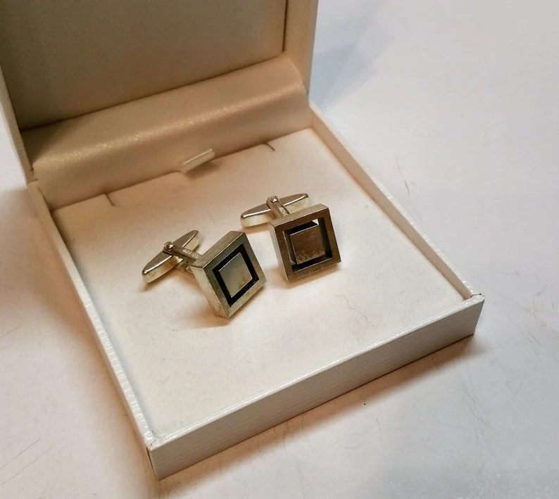 Manschettenknöpfe Cufflinks Silber 925 durchbrochenes Design edel Vintage MS137 – Bild 2