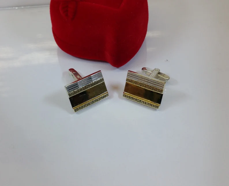 Manschettenknöpfe Cufflinks Silber 835 teilvergoldet elegant MS163 – Bild 3