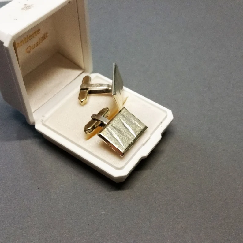 Manschettenknöpfe Cufflinks Silber 835 teilvergoldet Vintage Eleganz MS153 – Bild 3