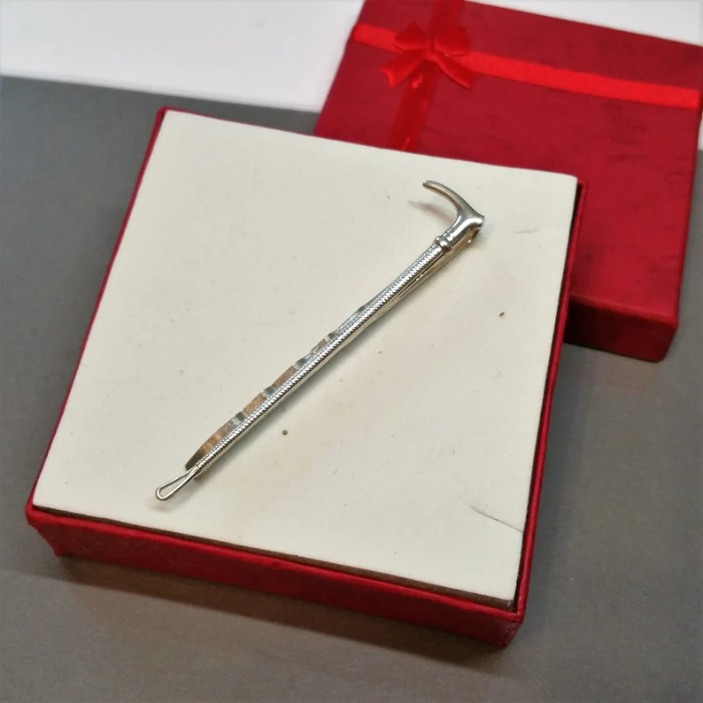 Vintage Krawattennadel Krawattenklammer Klemme Silber 835 Reitgerte Pferdesport Gerte Pferde Fan KN100 – Bild 3