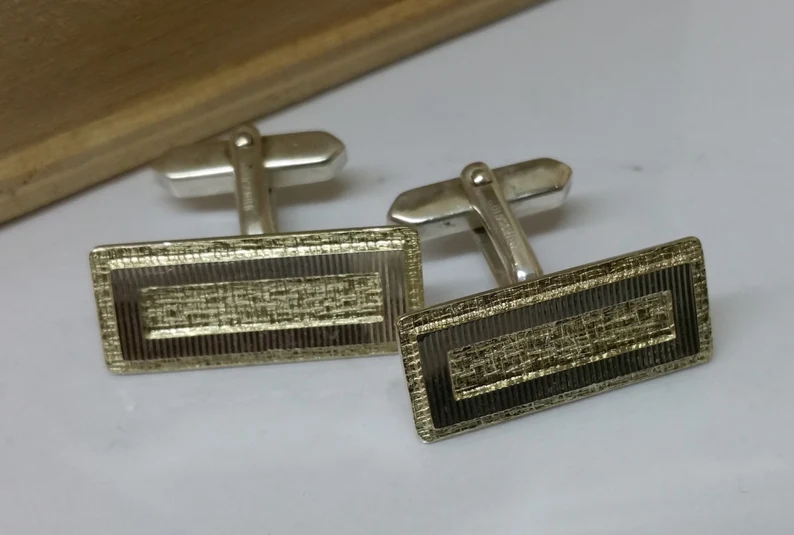 Manschettenknöpfe Cuffllinks Goldschild Silber 835 teilvergoldet Vintage edel MS139