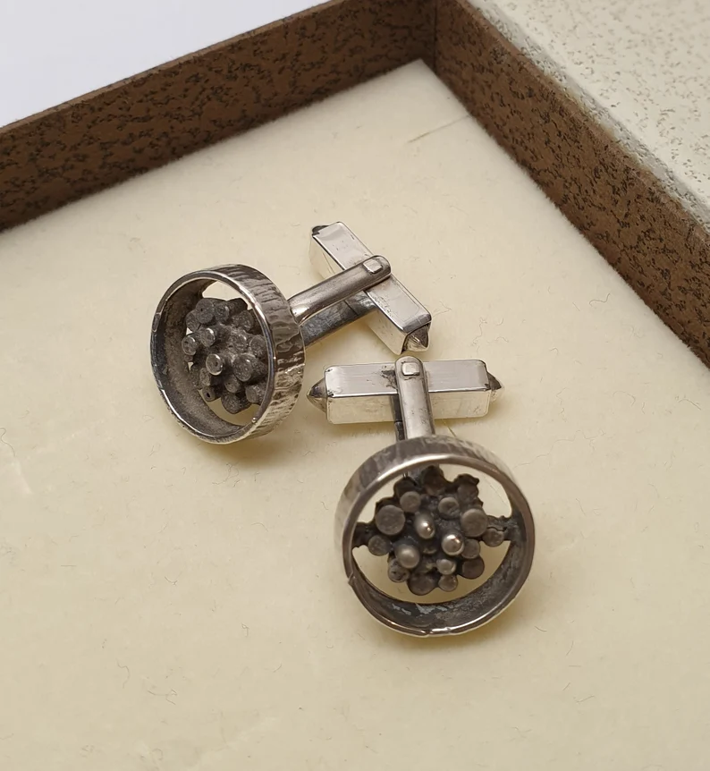 Manschettenknöpfe Cufflinks Silber 800 Design skandinavisch Vintage elegant MS140 – Bild 2