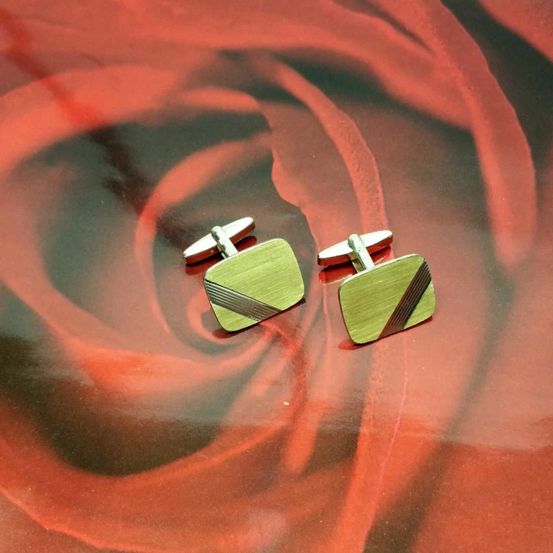 Manschettenknöpfe Cufflinks edel Vintage Silber 835 teilvergoldet selten rar MS209 – Bild 4