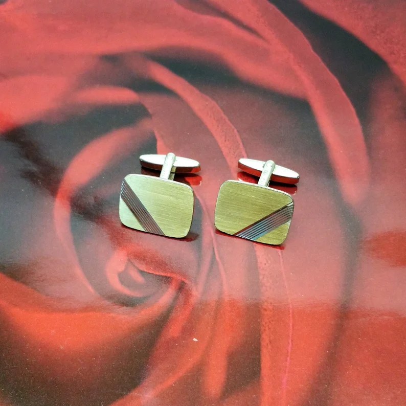 Manschettenknöpfe Cufflinks edel Vintage Silber 835 teilvergoldet selten rar MS209 – Bild 2