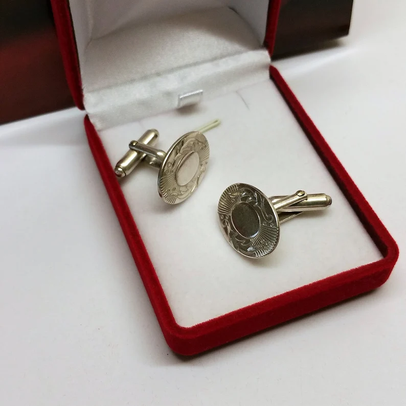 Manschettenknöpfe Cufflinks edel Silber 925 nostalgisches Dekor Vintage MS126 – Bild 3